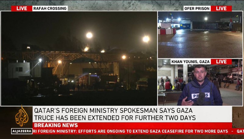卡塔尔外交部发言人27日称，以色列和哈马斯已达成协议，将加沙地带的人道主义暂停再延长2天